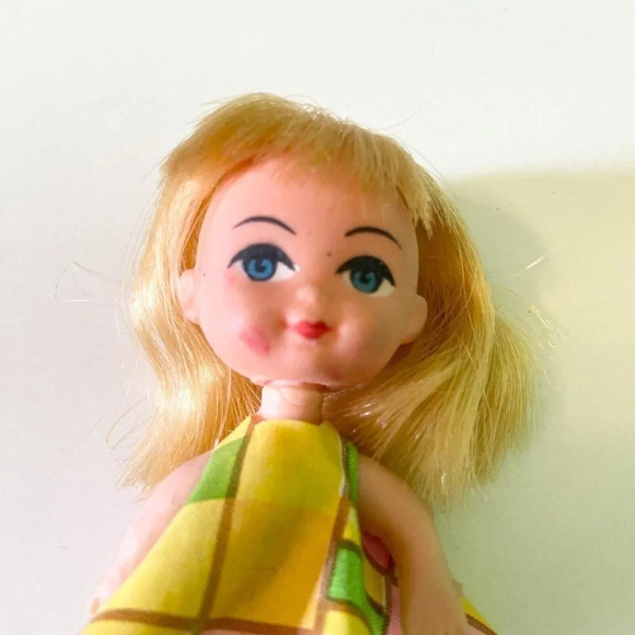 Vintage Liddle Kiddle Clone Doll  Marked K H Blonde Hair 3 Inch Tall - Picture 10 of 11